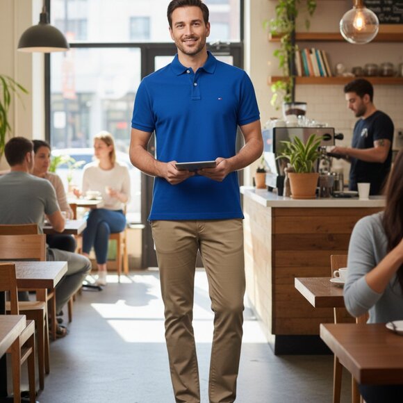 tommy hilfiger Polo Shirt mens size L Navy blue - Picture 7 of 7